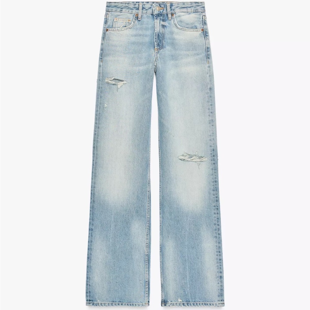 Zara Light Blue Distressed Women's Jeans